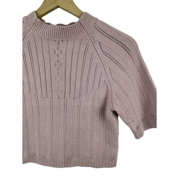 Free People Intimately Womens Large The Romy Swit Silverberry Pointelle Crop Top - Picture 3 of 9